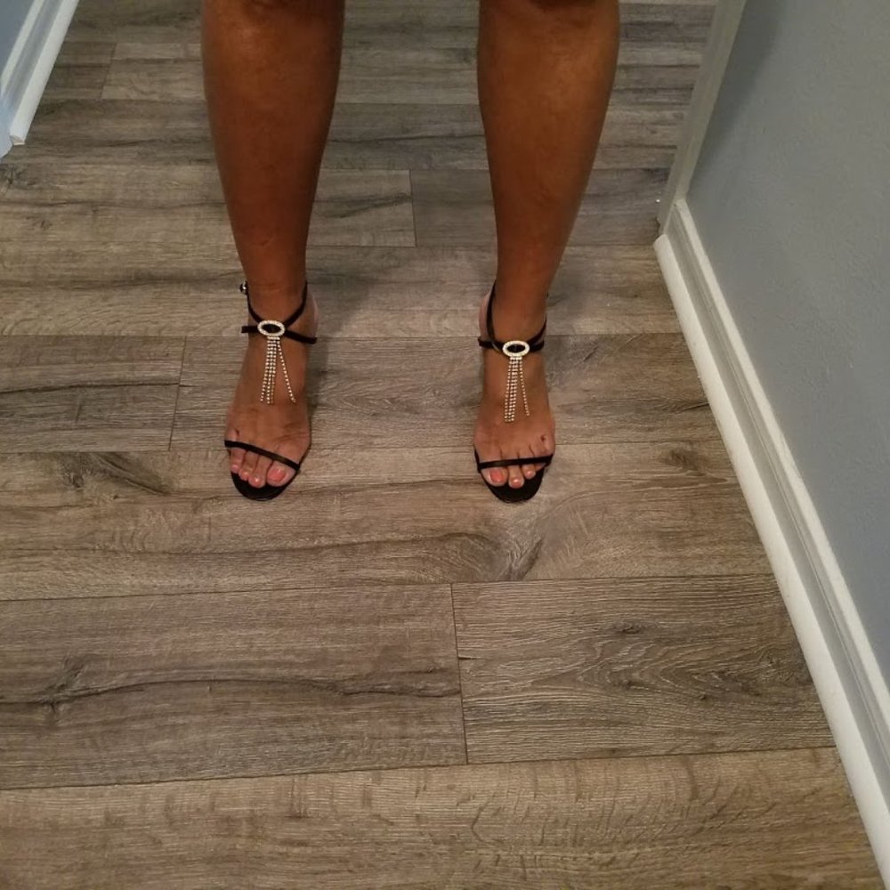 Satin High Heels w/Rhinestones